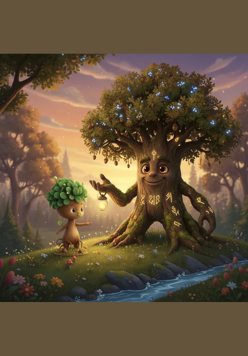 A bright blue butterfly landed on Sammy’s tiny leaf, resting its wings in the gentle breeze. Sammy realized that if he were a giant tree already, he might have missed this tiny, colorful friend visiting him so close to the ground.