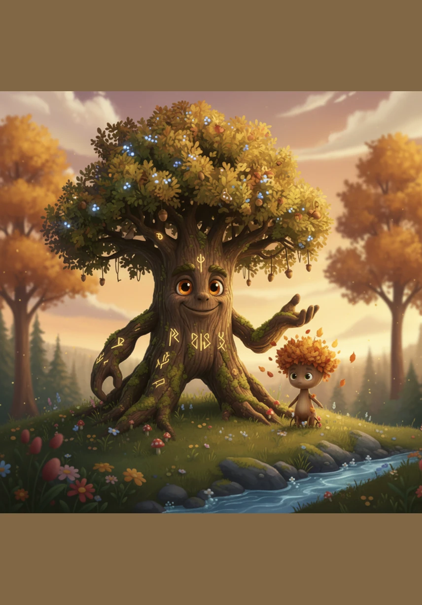 Autumn arrived, painting the forest in shades of amber and gold, and Sammy watched his few leaves flutter away. Oliver taught him that resting during the cold winter is just as important as growing during the warm summer.