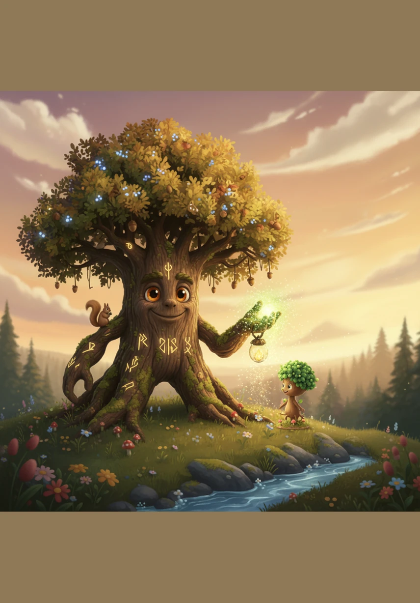 Now a little taller and much sturdier, Sammy stood proudly in the meadow with deep roots and a happy heart. He finally understood that growing up is a long, wonderful journey, and there is magic in every small step along the way.