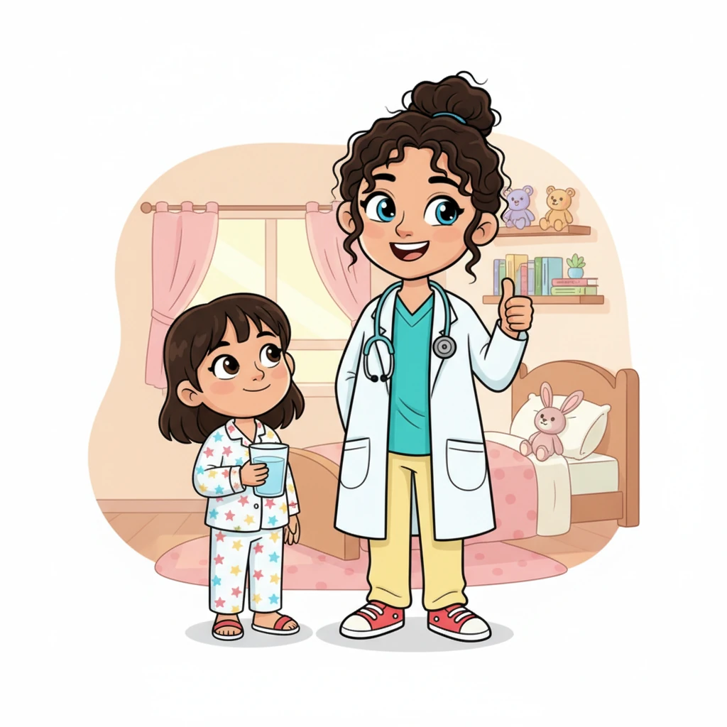Dr. Doodle gave Lily a big thumbs-up and a cheerful smile that reached her eyes. "You are one super-duper healthy kid, Lily!" she announced with a flourish. "Just keep resting, drinking water, and having fun, and you'll be bouncing like a bunny in no time!"