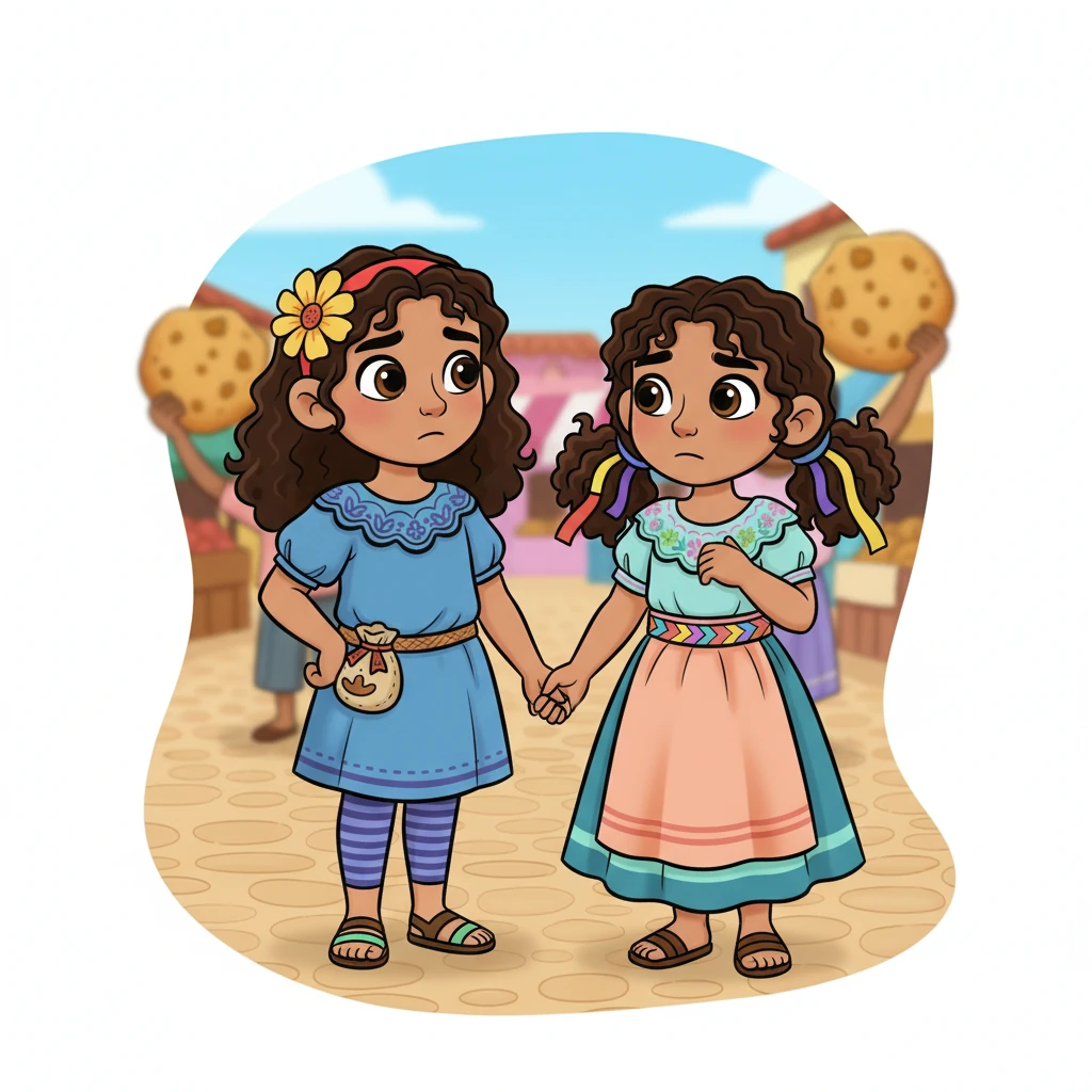 Vale intentó sonreír, pero en su corazón sintió una punzada de tristeza al ver a los demás disfrutar de sus galletas grandes. Marlen, que estaba a su lado, lo notó enseguida y le dio un apretón cariñoso en la mano. Ambas se miraron con una comprensión silenciosa.