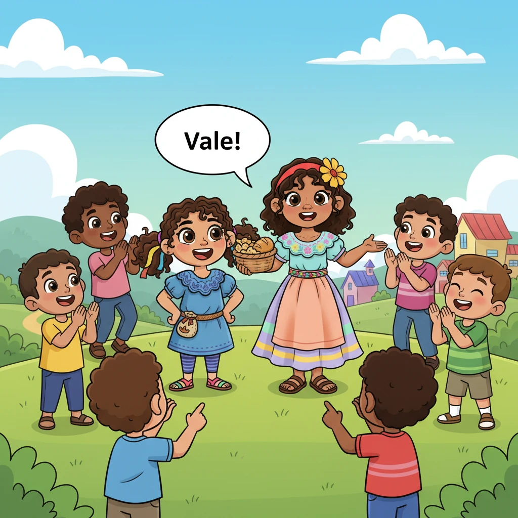 Vale y Marlen explicaron su filosofía: 'Compartir es divertido, pero compartir con justicia es aún mejor. ¡Así, todos nos sentimos valorados y felices!'. Los demás niños aplaudieron, inspirados por la idea de que nadie debía conformarse con poco.