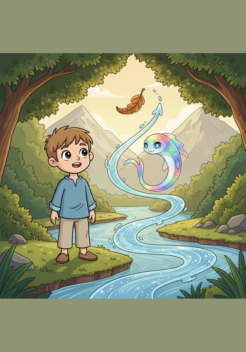 To his amazement, Nodak watched as a fallen leaf drifted not downstream, but upward toward the mountain peaks. The water seemed to dance against the pull of the earth, swirling in elegant, gravity-defying loops that sparkled under the canopy.