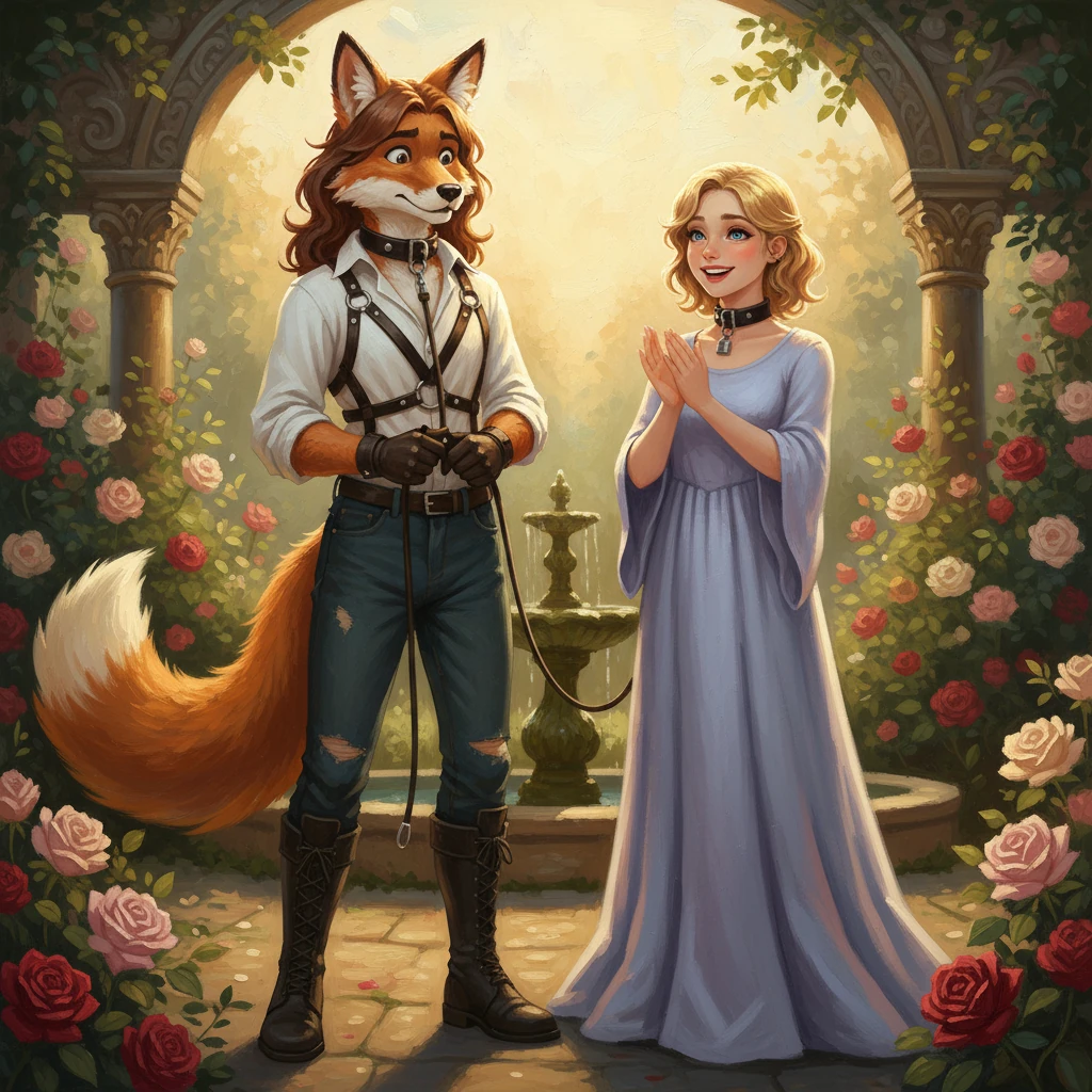 Elara, seeing Finn’s latest transformation, clapped her hands with delight. A mischievous twinkle sparkled in her eyes as she thought of a grand new game. "Finn," she announced, "today, you shall be my loyal companion in the Royal Garden!"