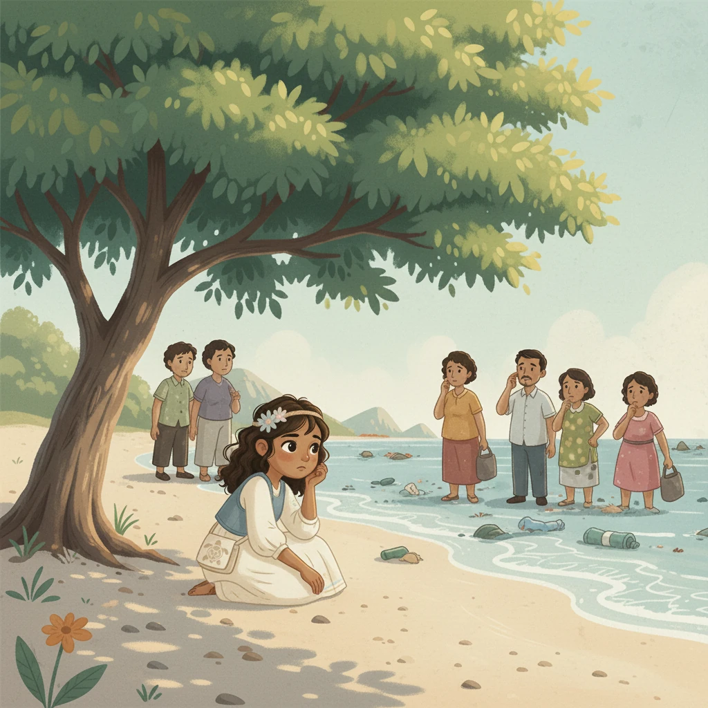 Bajo la frondosa sombra del árbol de mangos, María se sentó en silencio, su mente llena de preguntas. "Galápagos es Patrimonio Natural de la Humanidad", murmuró, "pero si esta basura viene de lejos, ¿por qué cuidamos solo algunos lugares y no todo el planeta?". Los adultos a su alrededor, con los hombros encogidos, no supieron qué responder a su profunda inquietud.