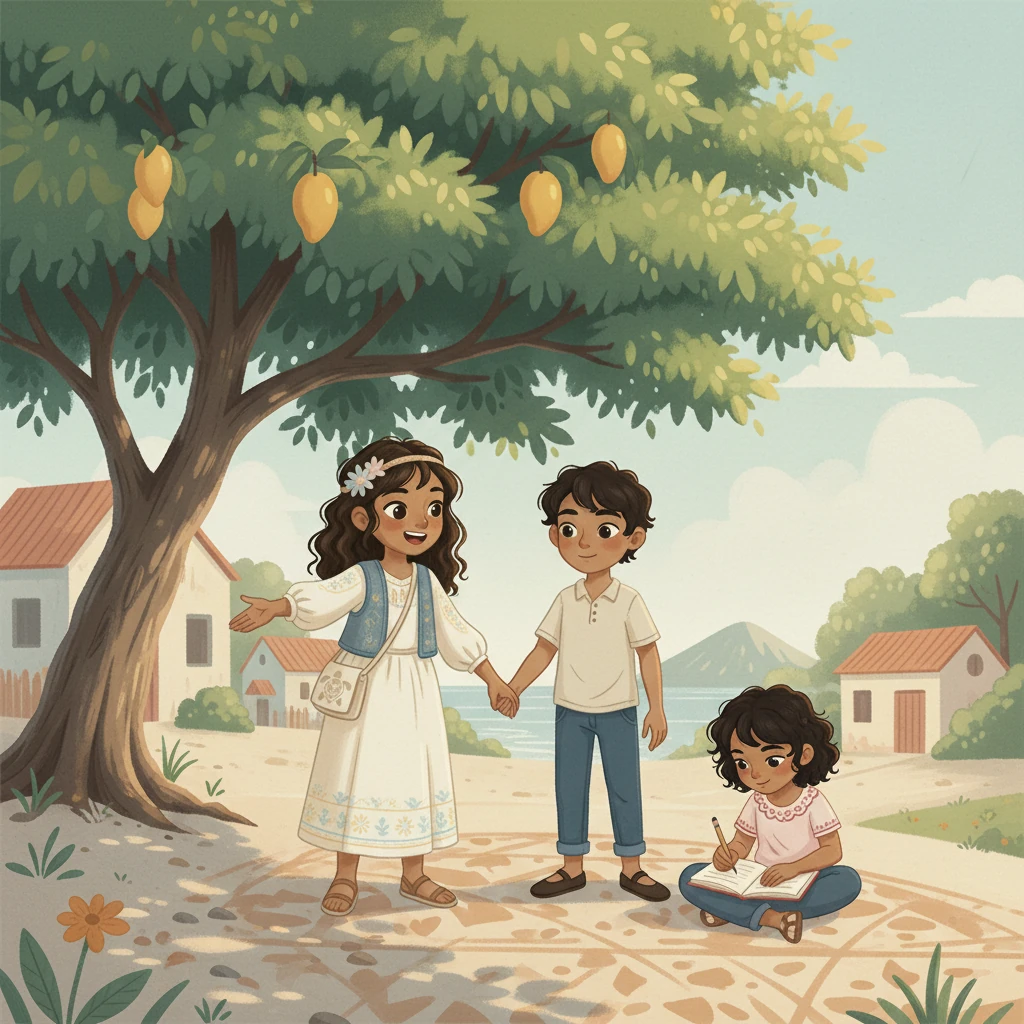 Con una nueva determinación, María se puso de pie bajo el árbol de mangos. "¡Si nadie empieza, empezamos nosotros!", exclamó. Camilo, con su habitual dulzura, sonrió y ofreció su ayuda. Ximena, ya con un cuaderno nuevo en mano, comenzó a trazar un plan, y así, la misión de María se convirtió en la misión de los tres amigos.