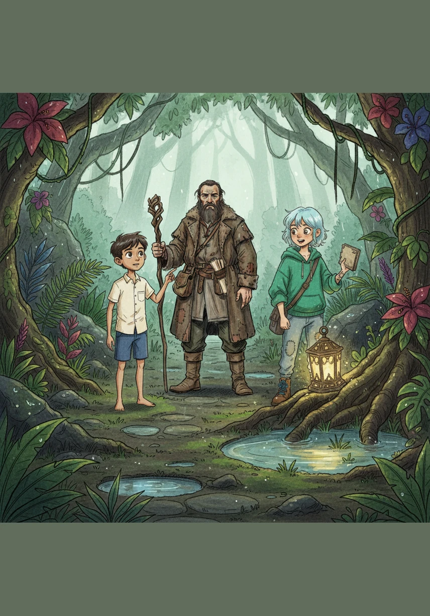 After a heavy monsoon rain, the damp soil gives way to reveal a weathered wooden box half-buried in the mud. Sonu carefully pulls the mysterious chest out, his heart racing with excitement as the sun begins to peek through the clouds.