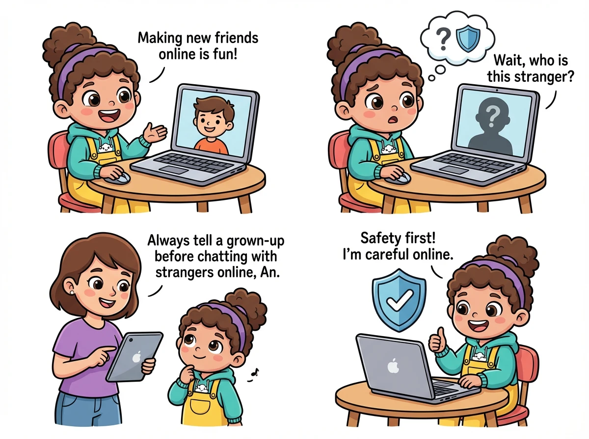 An học được rằng không phải ai trên mạng cũng là người tốt. Bạn ấy luôn cẩn trọng khi trò chuyện với người lạ.