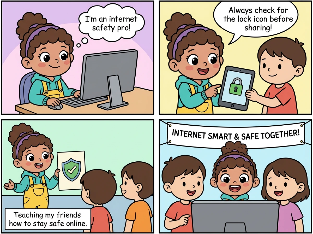 An trở thành một người dùng internet thông minh và an toàn. Bạn ấy chia sẻ kiến thức của mình với bạn bè để mọi người cùng nhau bảo vệ bản thân trên mạng.