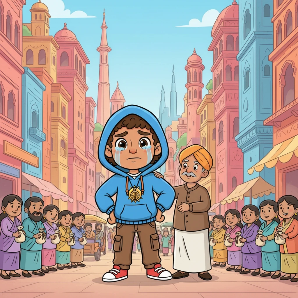 The next step is moving to Jaipur for further preparation, but money is a concern. The village head, impressed by Arjun's dedication, rallies the villagers who collectively offer to pay his fees. With tears in his eyes, Arjun arrives in bustling Jaipur, a city of tall buildings and crowds, a stark contrast to his village. He settles into a small room, studying at a coaching center by day and working part-time at night.