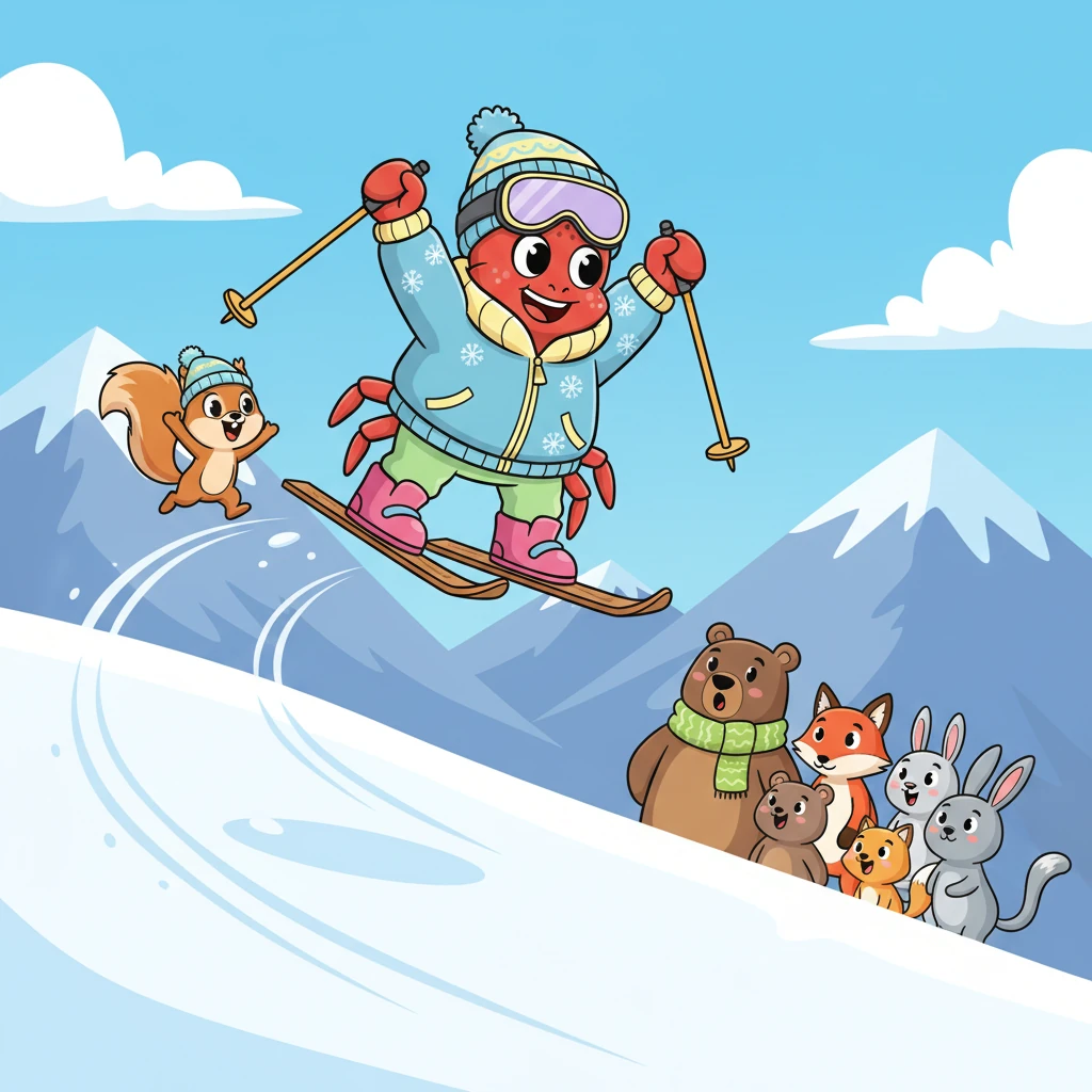 Com a ajuda do esquilo e muita prática, Sebastião rapidamente se tornou um esquiador talentoso. Ele deslizava pelas encostas com graça e agilidade, fazendo saltos e giros que surpreendiam todos os animais da montanha. Suas trilhas na neve eram perfeitas.