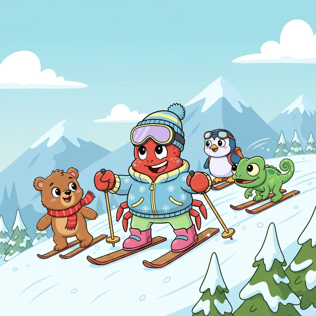 Sebastião, agora um esquiador lendário e um herói, decidiu que a montanha seria seu novo lar. Ele ainda visitava a praia de vez em quando, mas seu coração pertencia à neve. Ele ensinou outros animais a esquiar, mostrando a todos que sonhos, por mais diferentes que sejam, podem se tornar realidade.