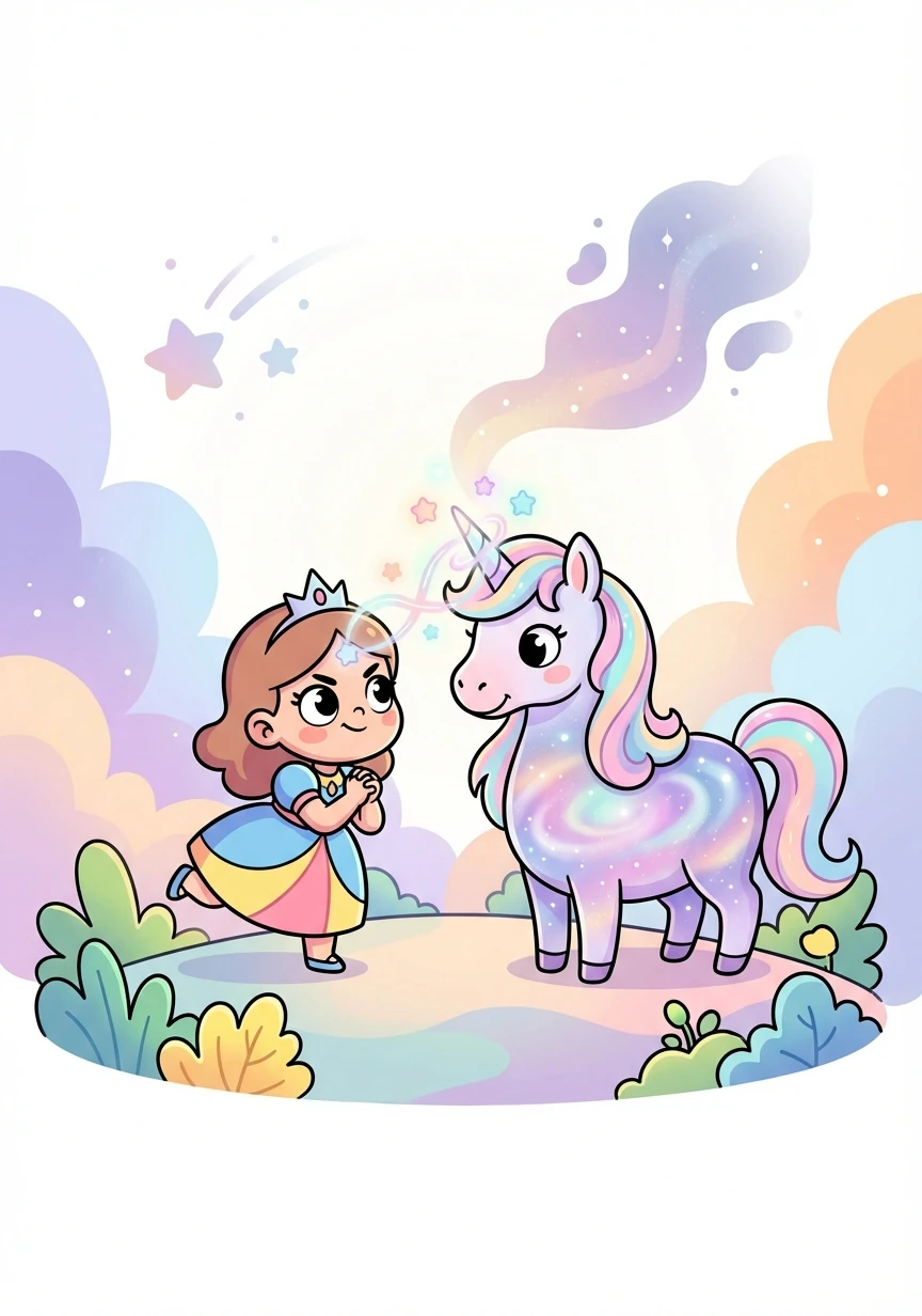 The Galaxy Unicorn, named Lumina, communicated telepathically with Astra, explaining that her galaxy was fading and needed help. Astra, with her intelligence and Lumina's magic, vowed to find a solution.