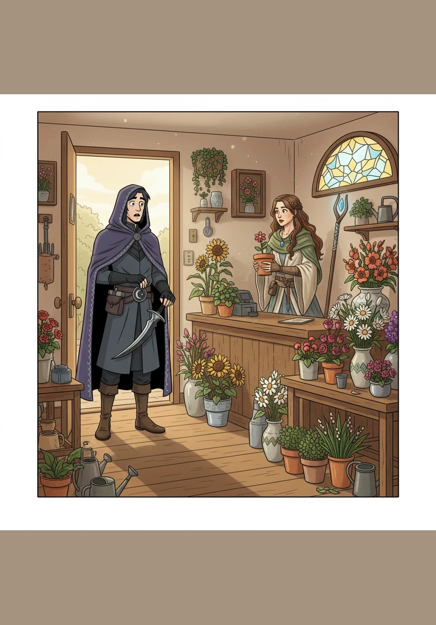 Gabriel entra na loja e seus olhos se encontram com os de Clara pela primeira vez em meio a um mar de rosas vermelhas e tulipas coloridas. Uma faísca silenciosa de reconhecimento passa entre eles, embora sejam completos desconhecidos.