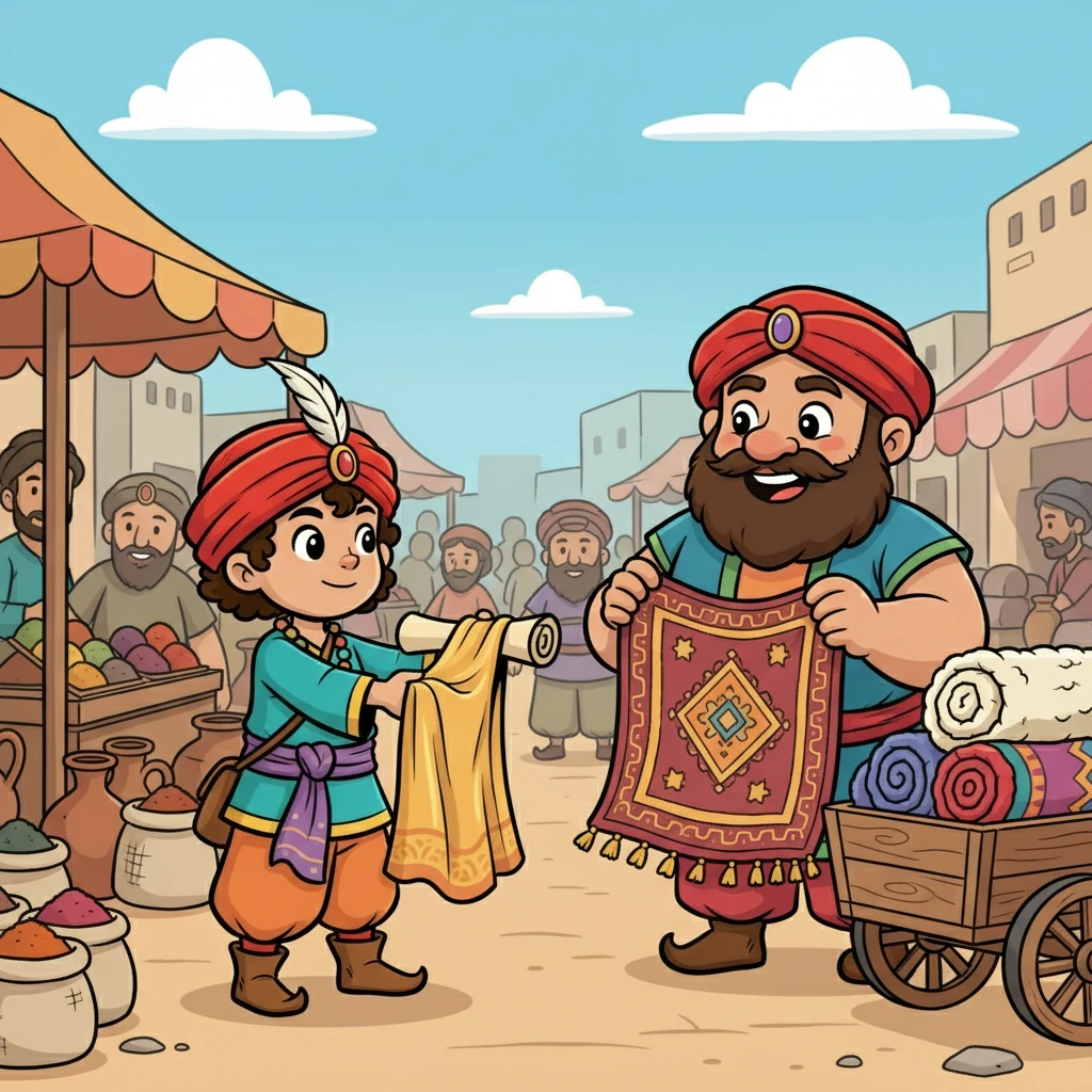 The first leg of my journey took me north to Luoyang. The city was a hub of activity, with merchants from all over the world. I traded my silk for sturdy carpets and wool, preparing for colder climates. The bustling markets were a feast for the eyes.