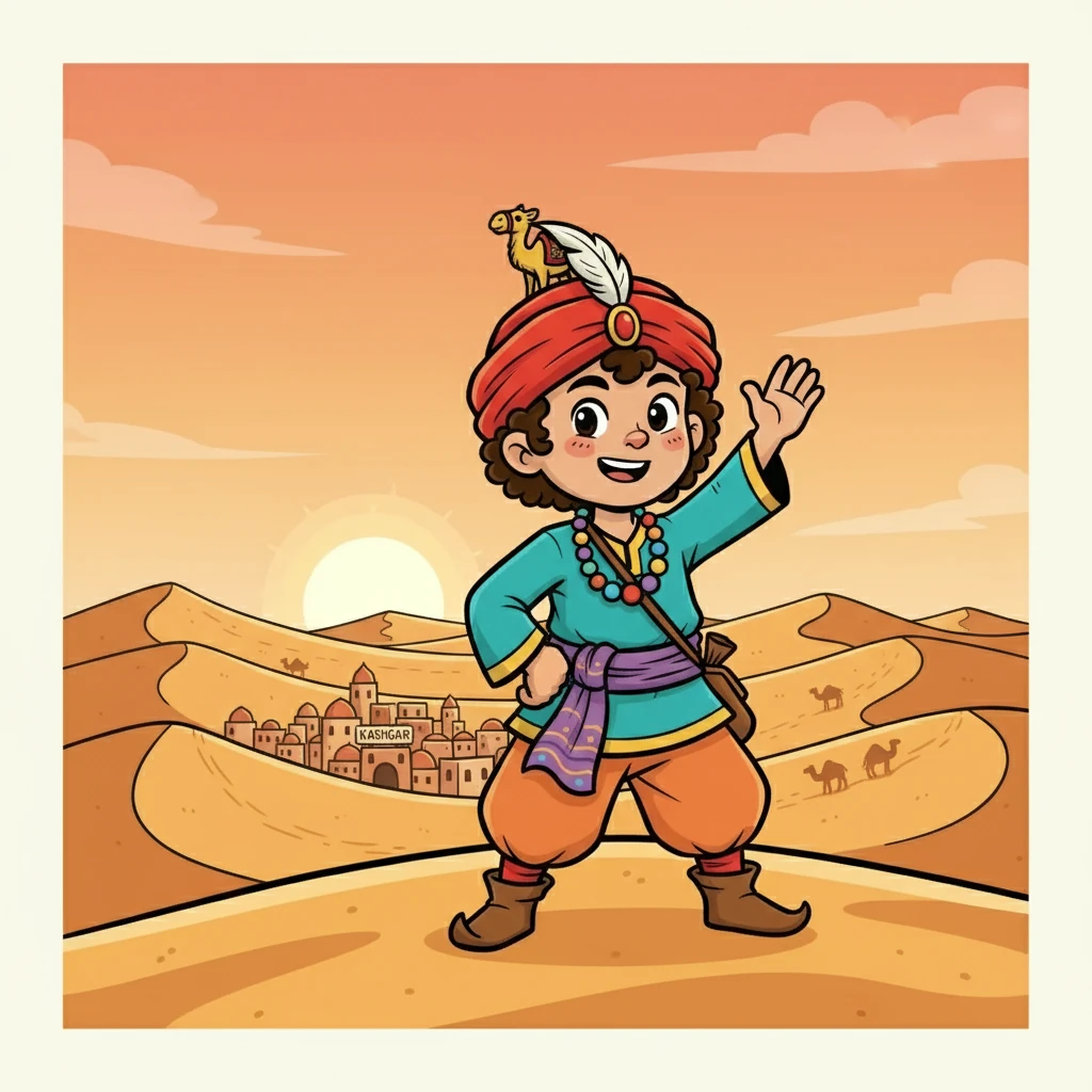 At last, I reached Kashgar! My journey was complete. I had traded my goods, faced challenges, and learned the value of perseverance. I looked back, satisfied, knowing I had experienced the wonders of the Silk Road.