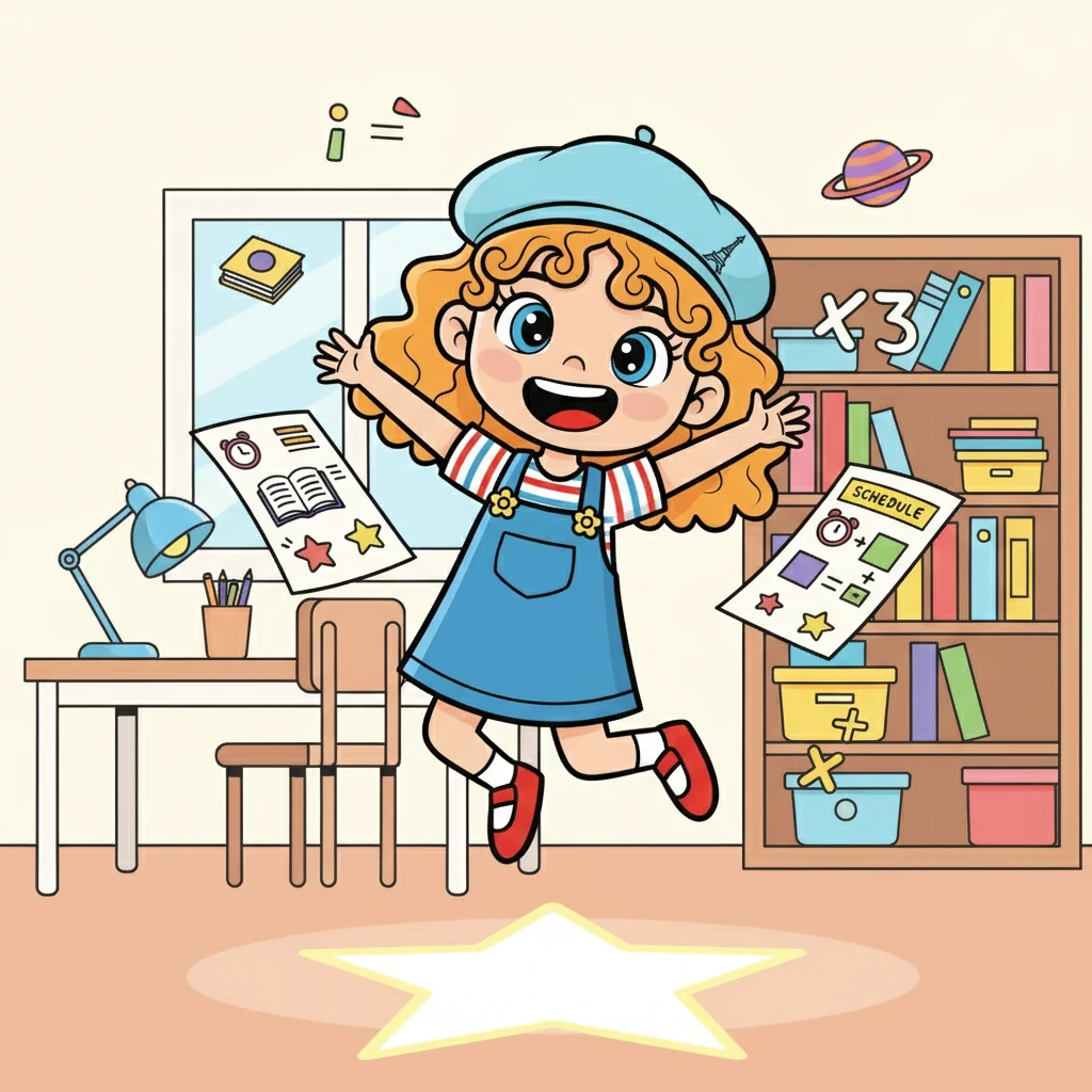 Elle crée un emploi du temps pour ses devoirs, et surprise, elle commence à comprendre plus vite les leçons et à avoir de meilleures notes. La confiance en elle grandit.