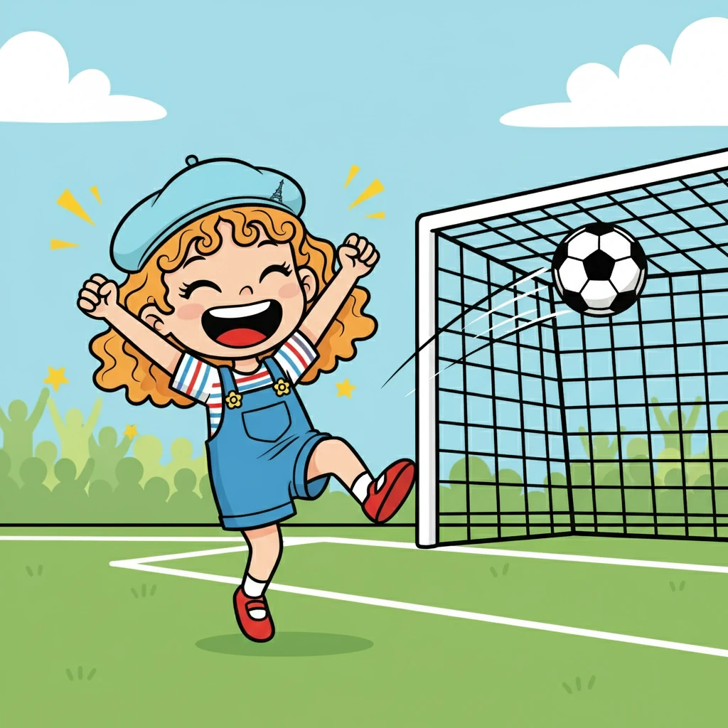 Pendant le match, Alyssa marque un but décisif. La joie et la fierté l'envahissent, elle réalise à quel point elle a progressé et qu'elle est capable de surmonter ses faiblesses.