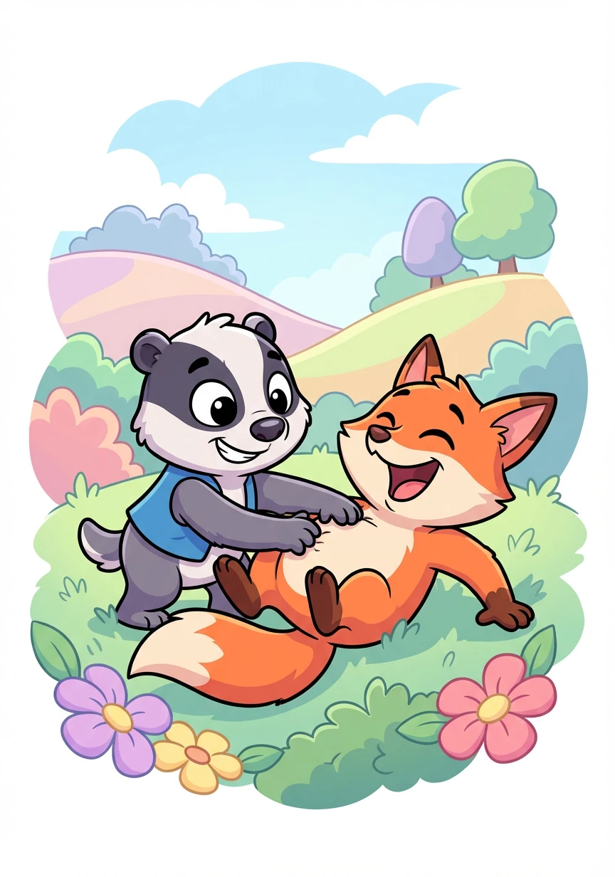 Saiapäts kõditas Rebase kõhtu nii kaua, kuni Rebane väsis ja pikali kukkus.