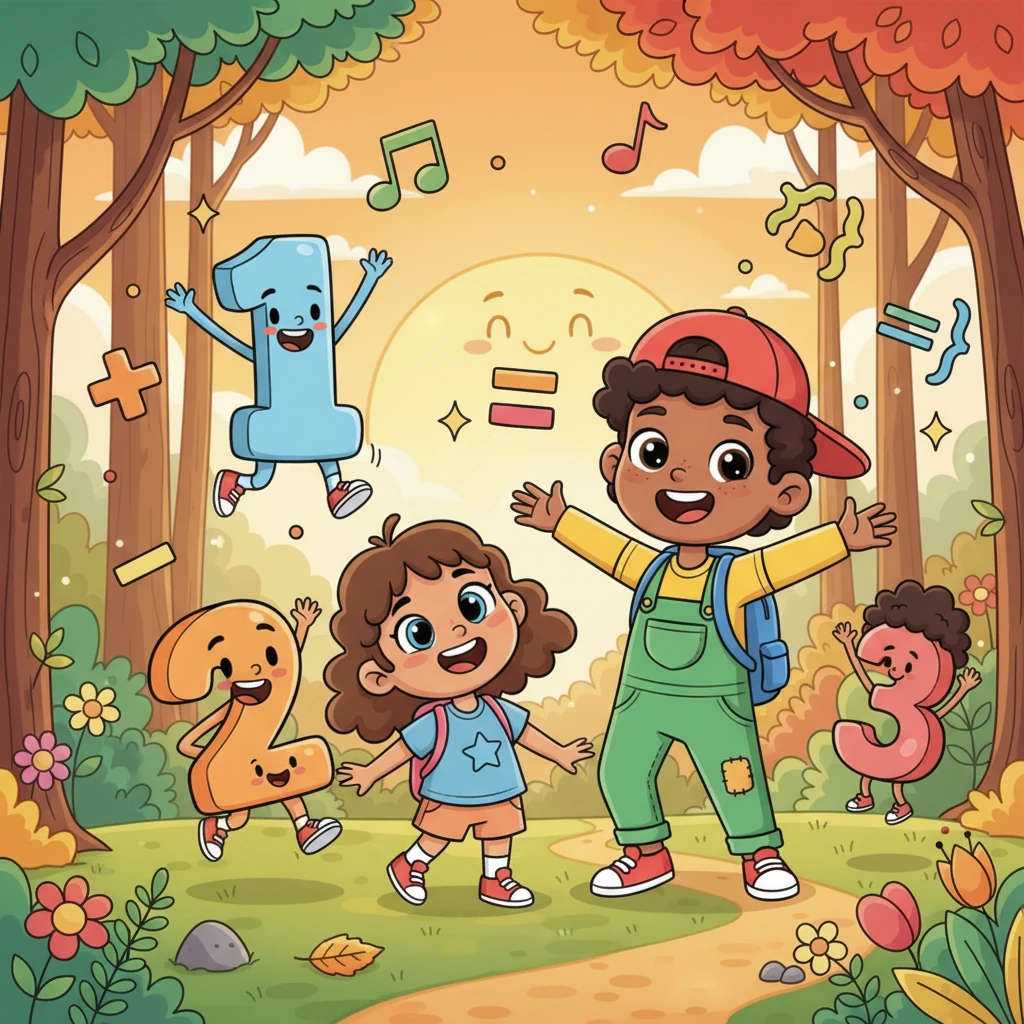From that day on, Alfie A was never lonely again. He and his number friends, 1, 2, and 3, spent their days exploring, learning, and creating more wonderful expressions together. The forest echoed with their laughter, a testament to their unbreakable friendship and the joy of discovery.