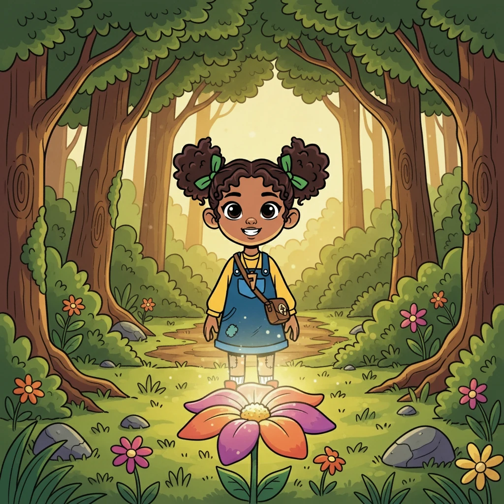 Anya walked the hidden path, discovering a clearing bathed in sunlight. In the center stood a beautiful flower, its petals glowing with a soft light. Anya realized the greatest secret of the woods was the magic of listening, and the beauty of nature.