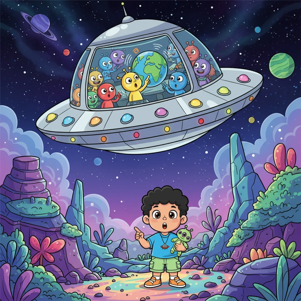 En un planeta lejano y vibrante, una nave espacial llena de curiosos y coloridos alienígenas recibe una extraña señal de la Tierra. Deciden que es hora de una visita, ¡y que Nico será su invitado especial mañana por la noche!