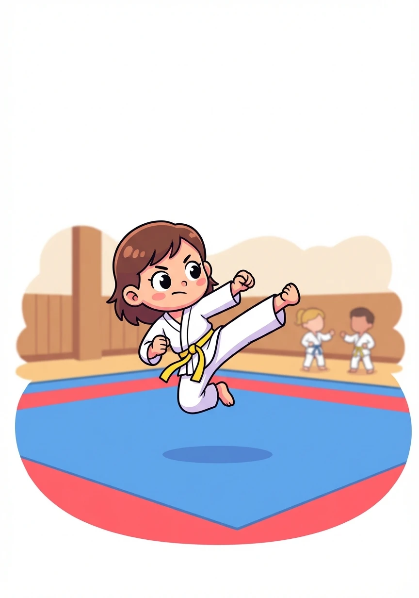 On the karate mat, Anya never gave up, even when the moves were difficult. Every kick and stance showed her dedication and commitment. Karate helped her build confidence, making her feel powerful and capable.