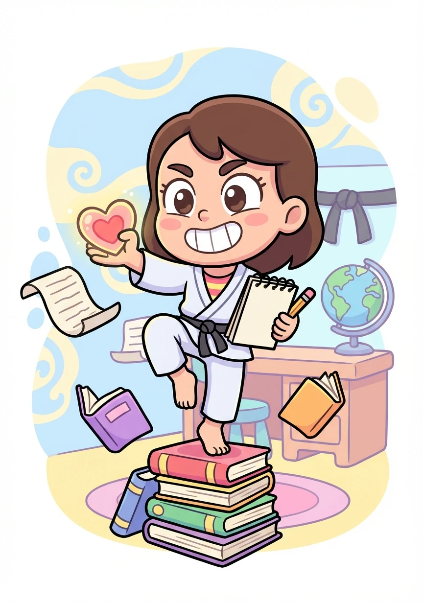 Some people wondered how Anya managed to balance all her passions. Between writing stories, practicing karate, and excelling at school, she seemed to do it all effortlessly. She followed her heart and dedicated herself to what she loved.