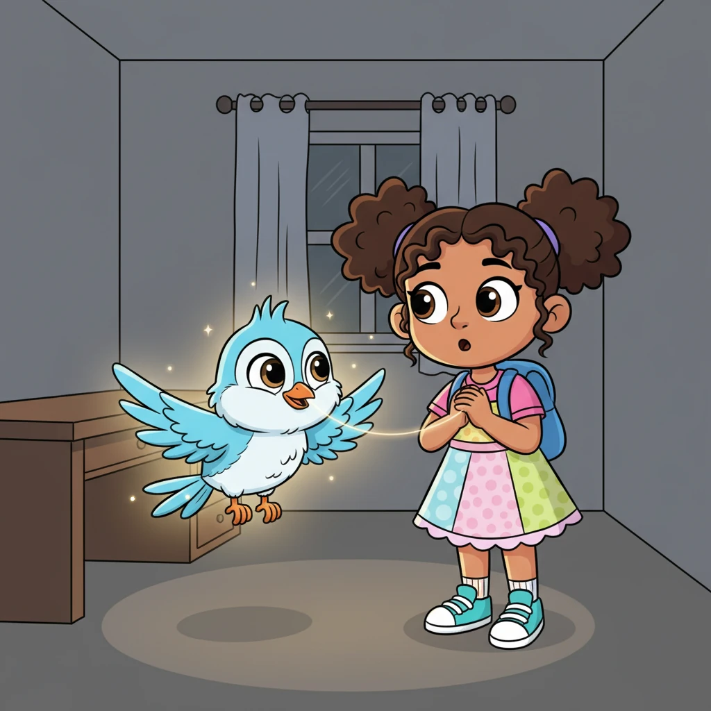 With a gentle flap of his wings, Dopel extended a curious invitation, sensing a special spark within Sophia. He suggested that her connection to Aevereum might be stronger than she knew. Sophia looked from her dull room to the vibrant, talking bird, her heart pounding with a sudden possibility.