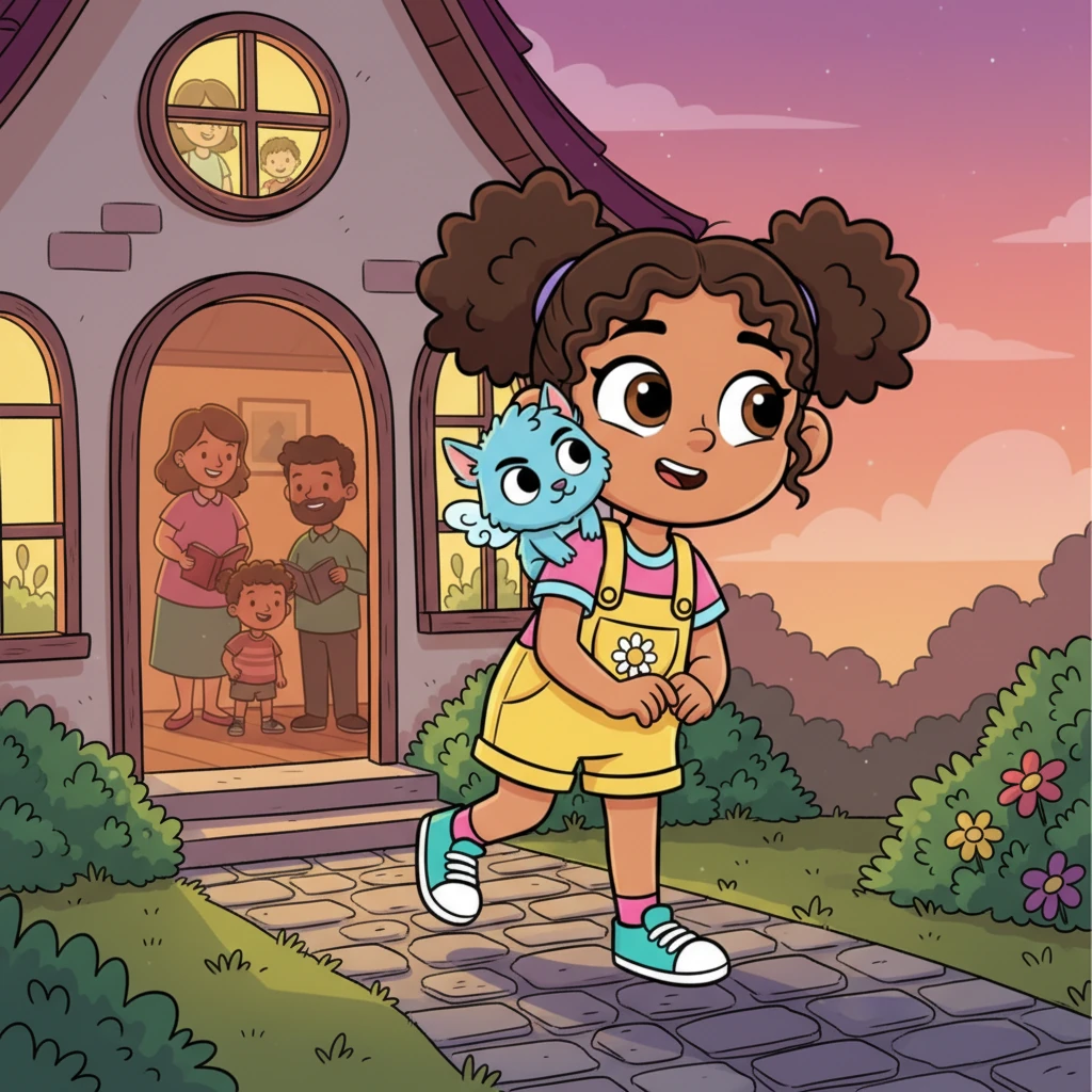 Driven by a yearning for adventure and a life less ordinary, Sophia made a brave decision. She carefully tiptoed out of the house, Dopel perched confidently on her shoulder, as her aunt, uncle, and cousin remained completely oblivious inside. A new journey was about to begin!