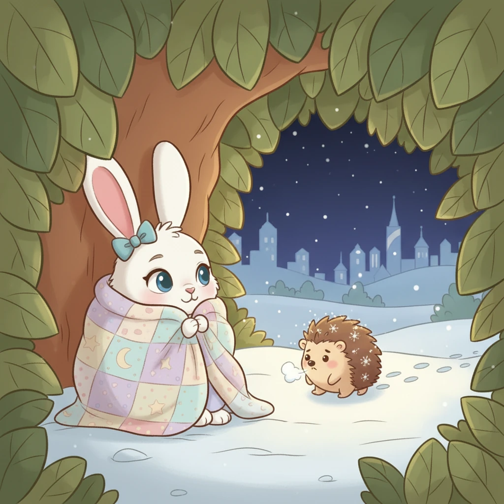 Squeaky snuggled close, feeling much warmer. Soon, Pip the hedgehog waddled by, looking a bit chilly too.