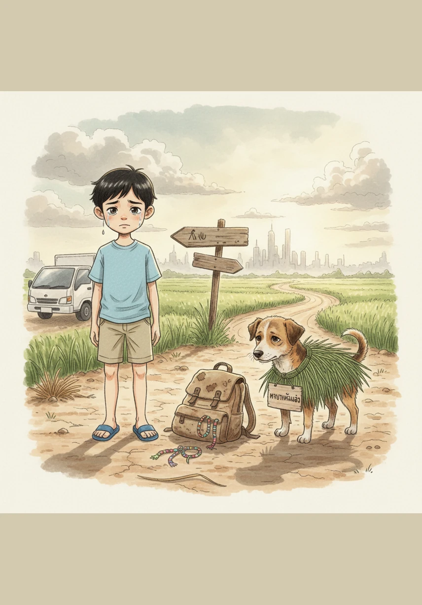 远处传来姥姥亲切的呼唤声，煜煜和毛豆依依不舍地告别。他们约定明年等果园建好时再一起摘龙眼，萤火虫在前方飞舞，为煜煜照亮了回家的路。