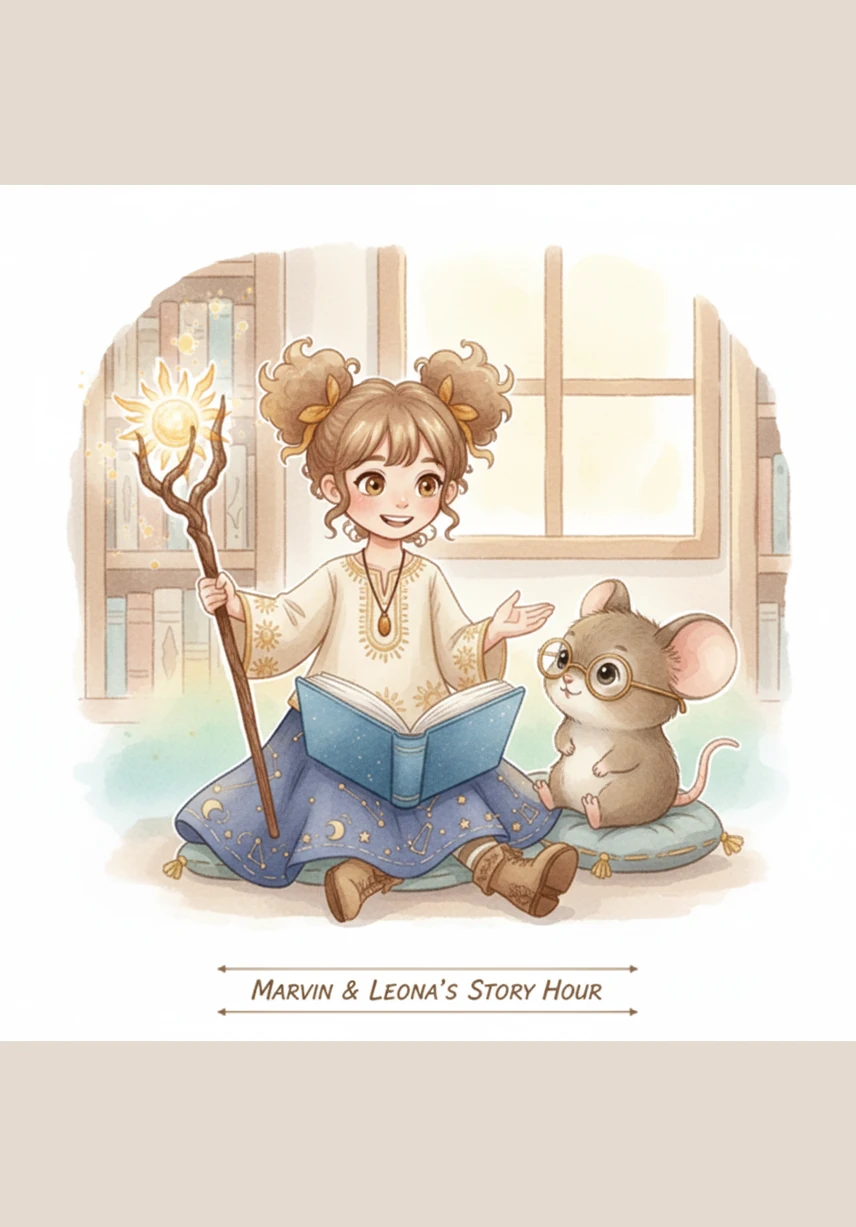 Marvin began to tell Leona about his most recent daring mission to find the legendary cookie jar in the librarian's office. Leona leaned in close, mesmerized by the way the illustrations in the book shifted and changed to match Marvin's exciting tale.