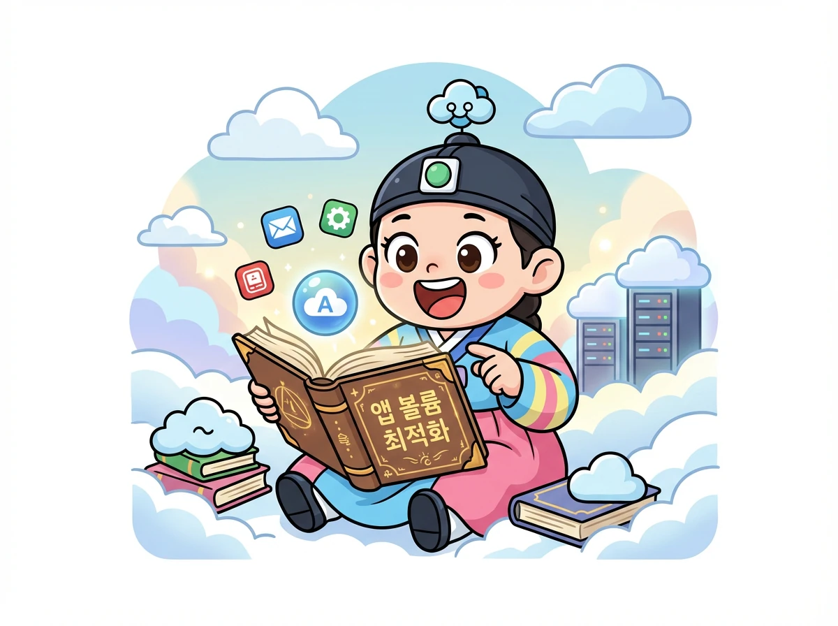 어느 날, 볼루모는 낡은 책에서 '앱 볼륨 최적화'라는 마법 주문을 발견했어요. 이 주문은 클라우드 왕국을 더욱 빠르고 강력하게 만들 수 있다고 했죠.