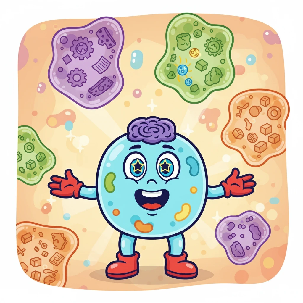 They explored the Lysosomes, the cell's recycling center. They broke down waste materials. Cell-E was impressed by their cleaning efficiency.