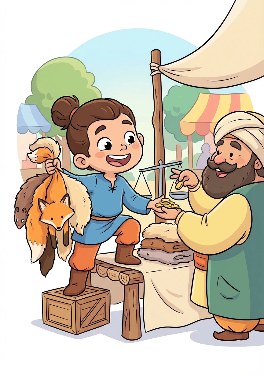 Благодаря усердию и смекалке Санчай быстро становится опытным охотником. Он добывает ценную пушнину и продает ее купцам, постепенно выплачивая долг отца.