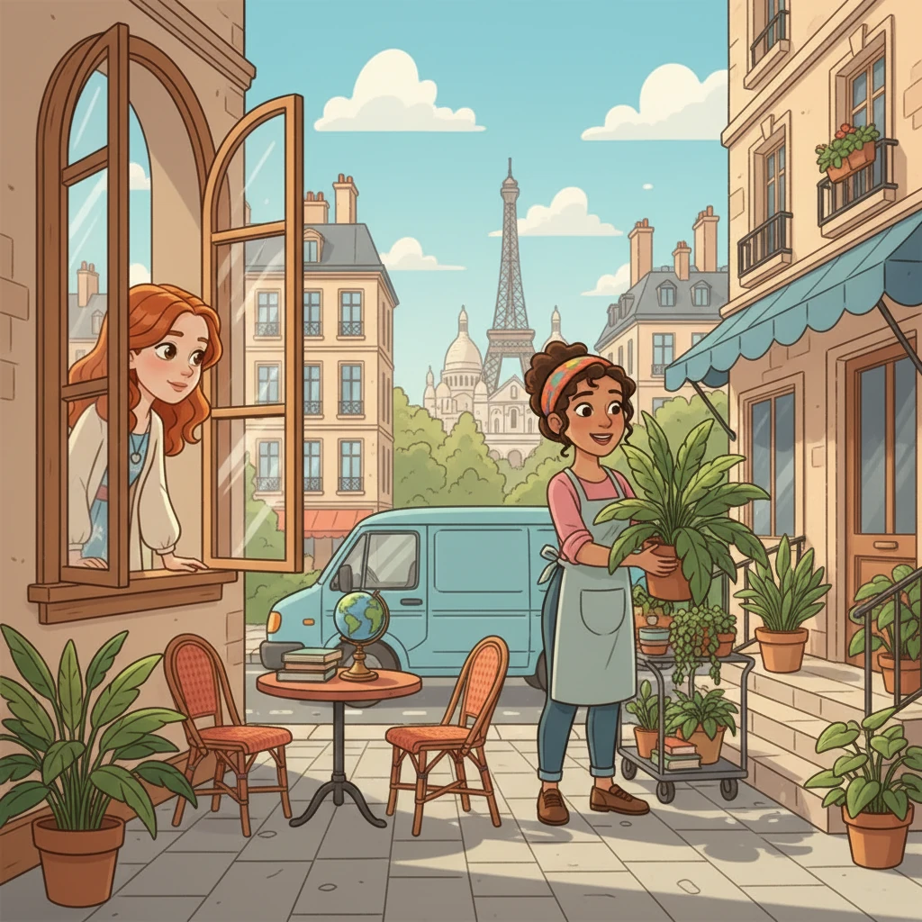 Jednoho slunečného odpoledne se do domu naproti Eliščině ateliéru stěhuje nová sousedka. Je to Klára, energická botanička, obklopená exotickými rostlinami a knihami. Eliška ji zahlédne, jak s úsměvem vykládá květináče, a okamžitě ji zaujme její zářivá aura a přirozená krása.