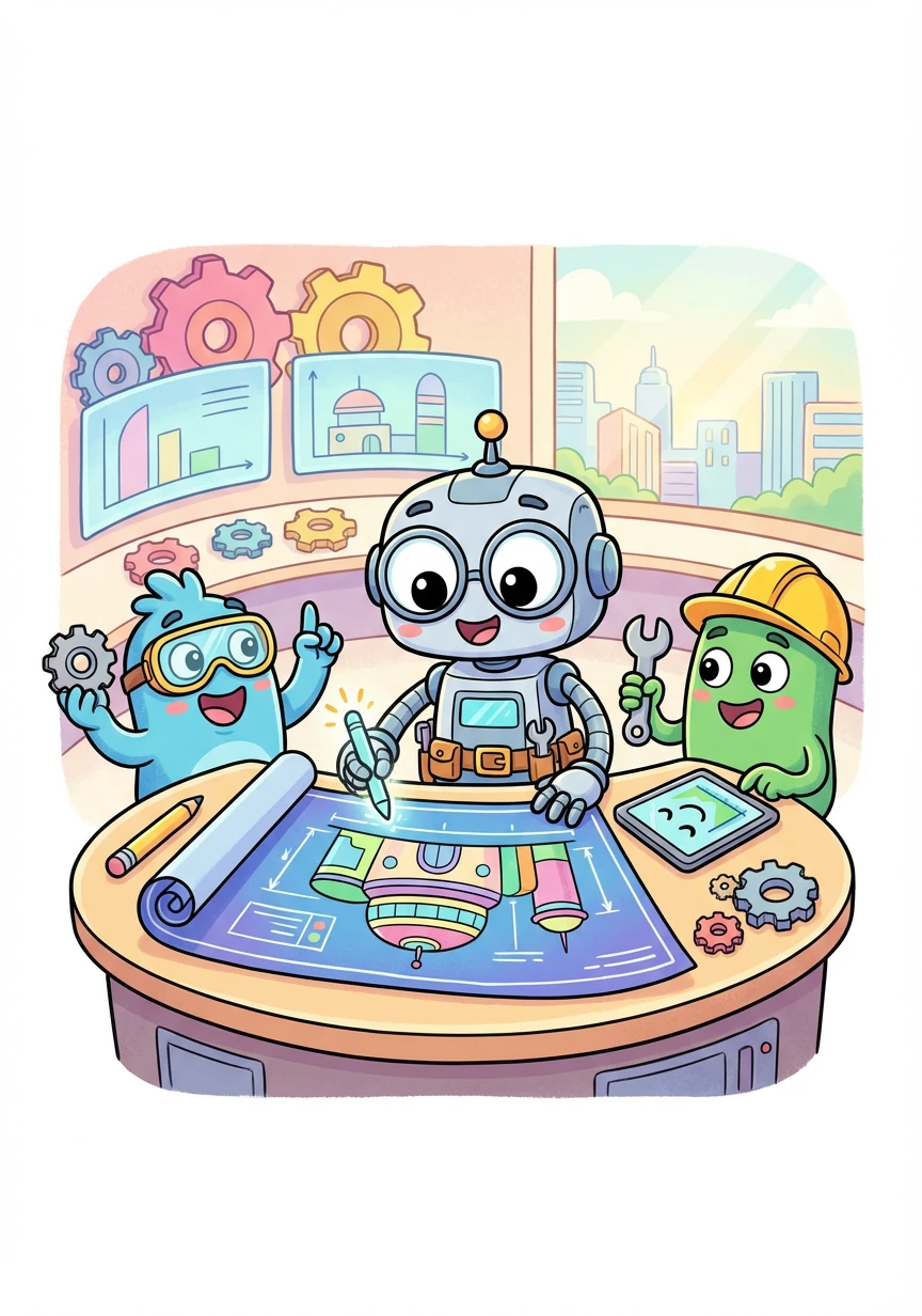 With the glitch resolved, Archi continued his work, refining and polishing his designs. He collaborated with a team of engineers, sharing ideas and solving problems together.