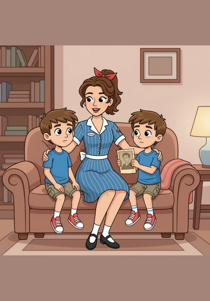 The boys find an old, faded photograph of their father tucked away in a drawer and bring it to Sarah with curious eyes. She sits them down on the sofa, speaking gently about the mistakes people make and the importance of choosing a better path. She reassures them that while their father is absent, their home is overflowing with all the love they will ever need.