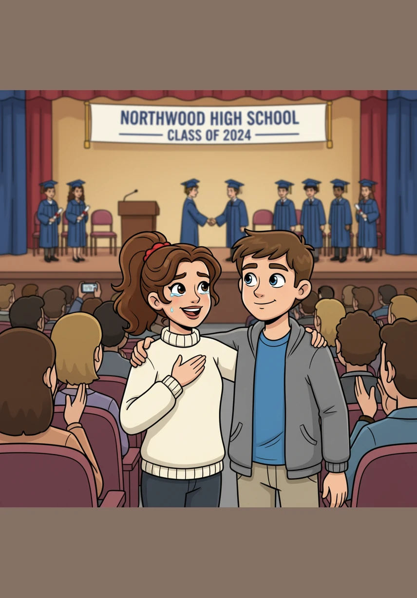 Years of hard work culminate in a proud moment as Sarah stands at Leo’s high school graduation, her heart swelling with joy. She has weathered the storms of financial struggle and the stigma of their family’s past, standing tall as the unwavering anchor of their lives. Leo looks back at her from the stage, his eyes filled with gratitude and respect.