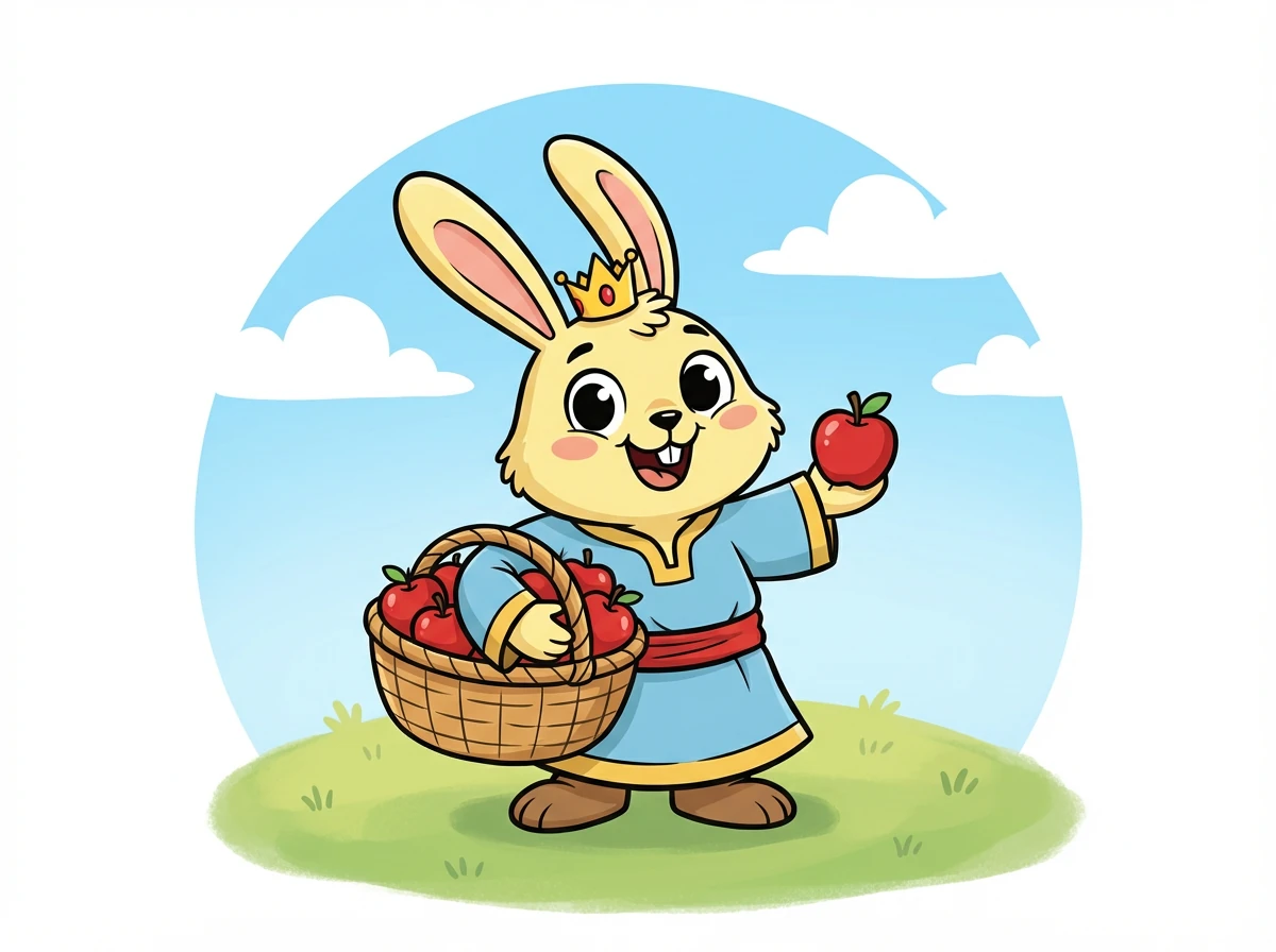 ابتسم الأمير أرنوب ابتسامة عريضة. كان سعيدًا جدًا بالعثور على هذا الكنز من التفاح.