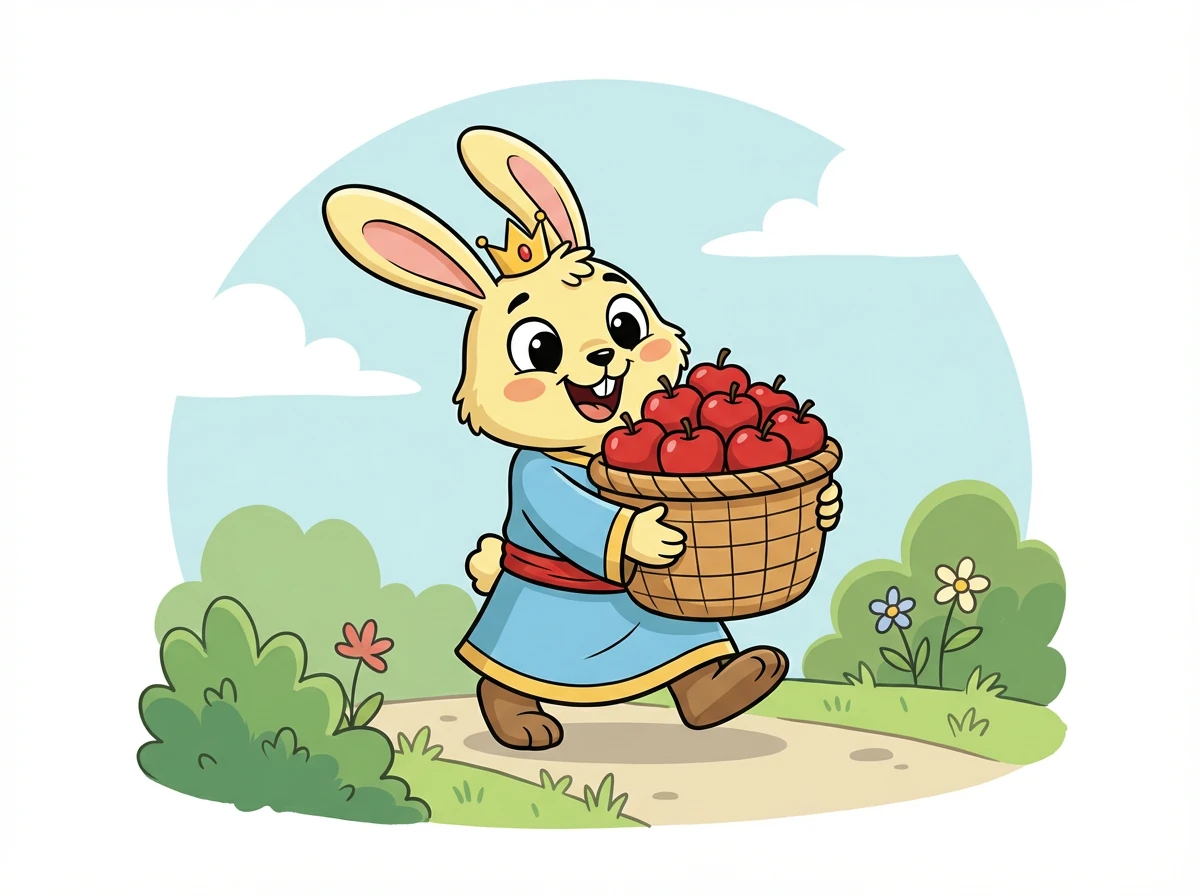 حمل الأمير أرنوب السلة الثقيلة بعناية. كان يفكر في أصدقائه وكيف سيشاركونه هذه الفرحة.