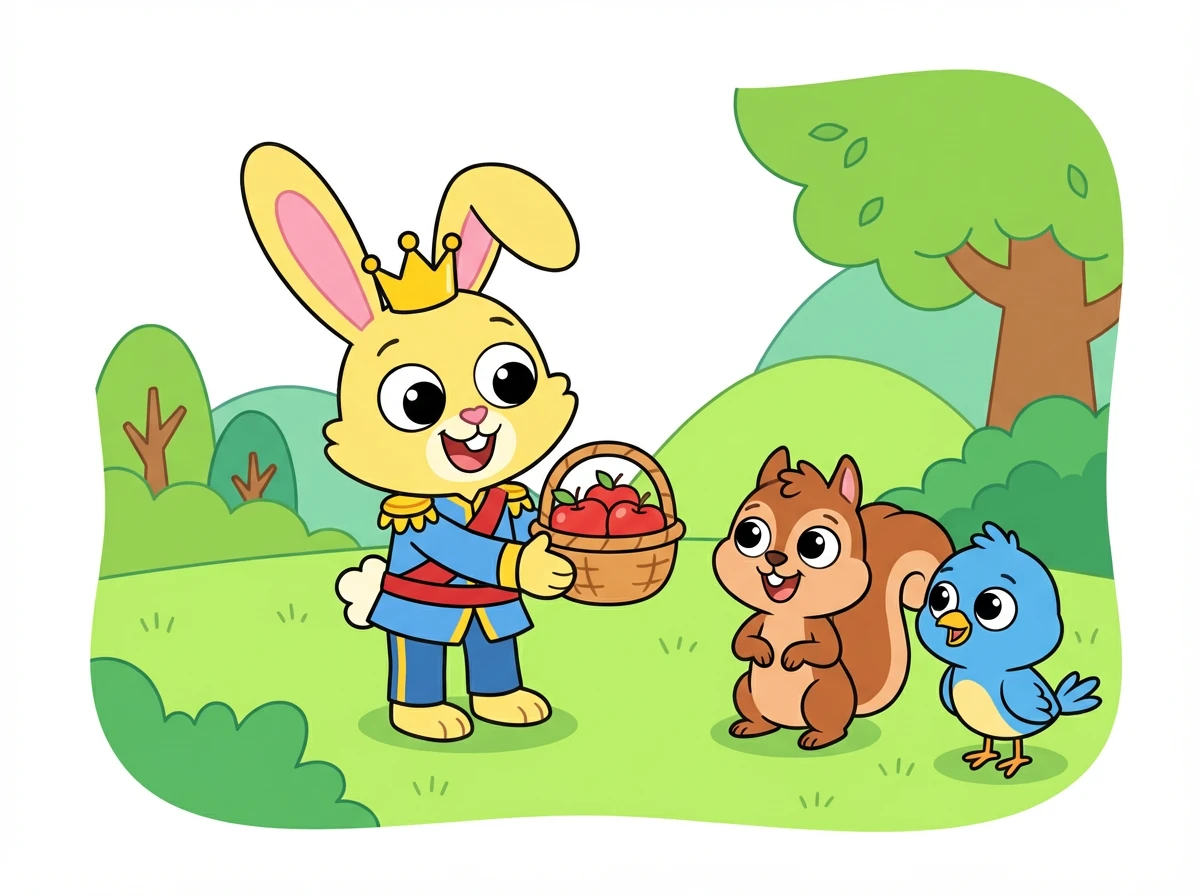 وصل الأمير أرنوب إلى مكان تجمع أصدقائه. وضع السلة أمامهم بفخر.