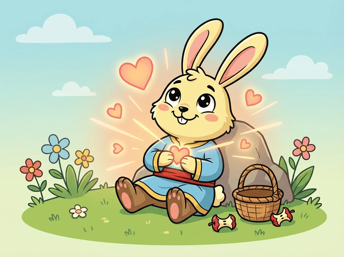 بعد أن انتهوا من أكل التفاح، شعروا بالسعادة والامتنان. كانت قلوبهم مليئة بالحب والصداقة.