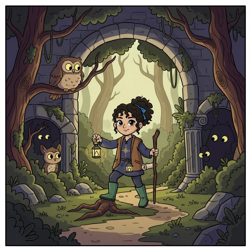 The path twisted and turned, leading her past ancient ruins and through shadowy glades. Strange creatures watched her from the darkness, their eyes gleaming with curiosity and perhaps, a hint of warning.