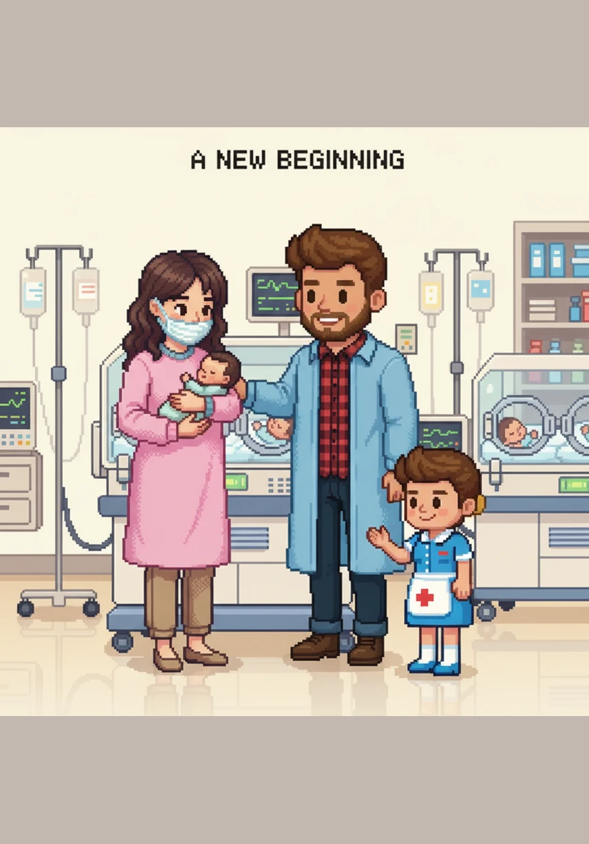 With a trembling hand, Sarah reaches through the small circular door of the incubator to touch Leo’s tiny foot. She is amazed by how soft he feels and realizes that even though he is small, he is incredibly strong.