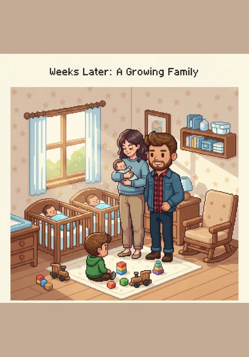 Days turn into weeks, and Leo begins to grow bigger and stronger, reaching new milestones every day. Sarah and Mark move with confidence now, changing tiny diapers and feeding Leo with practiced, loving hands.