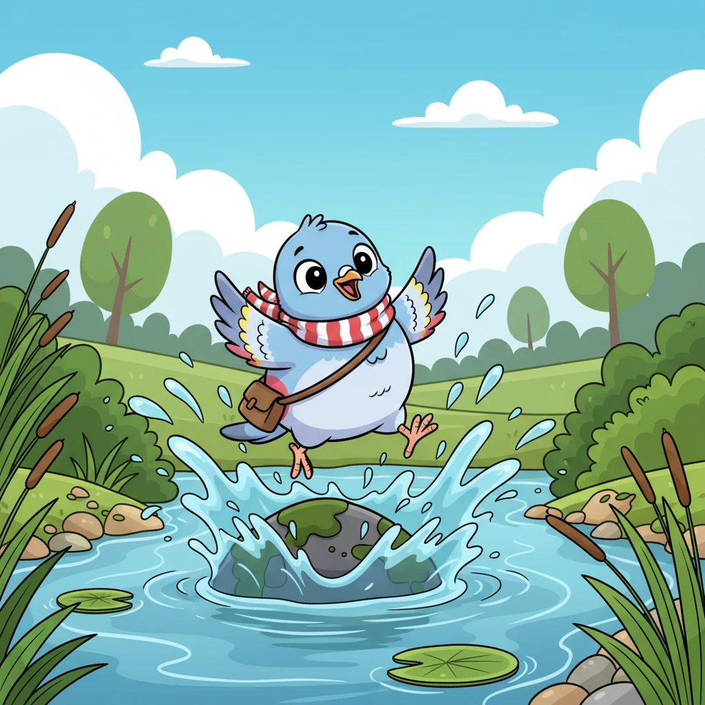 Suddenly, Antonia slipped on a wet stone. With a tiny splash, she fell into the river.