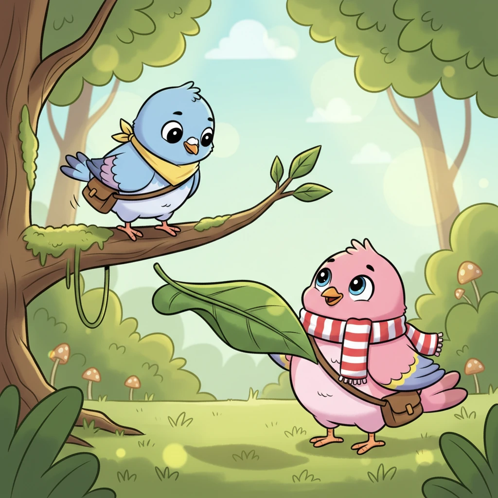 Pip swiftly plucked a large, strong leaf. He gently dropped it right beside Antonia.