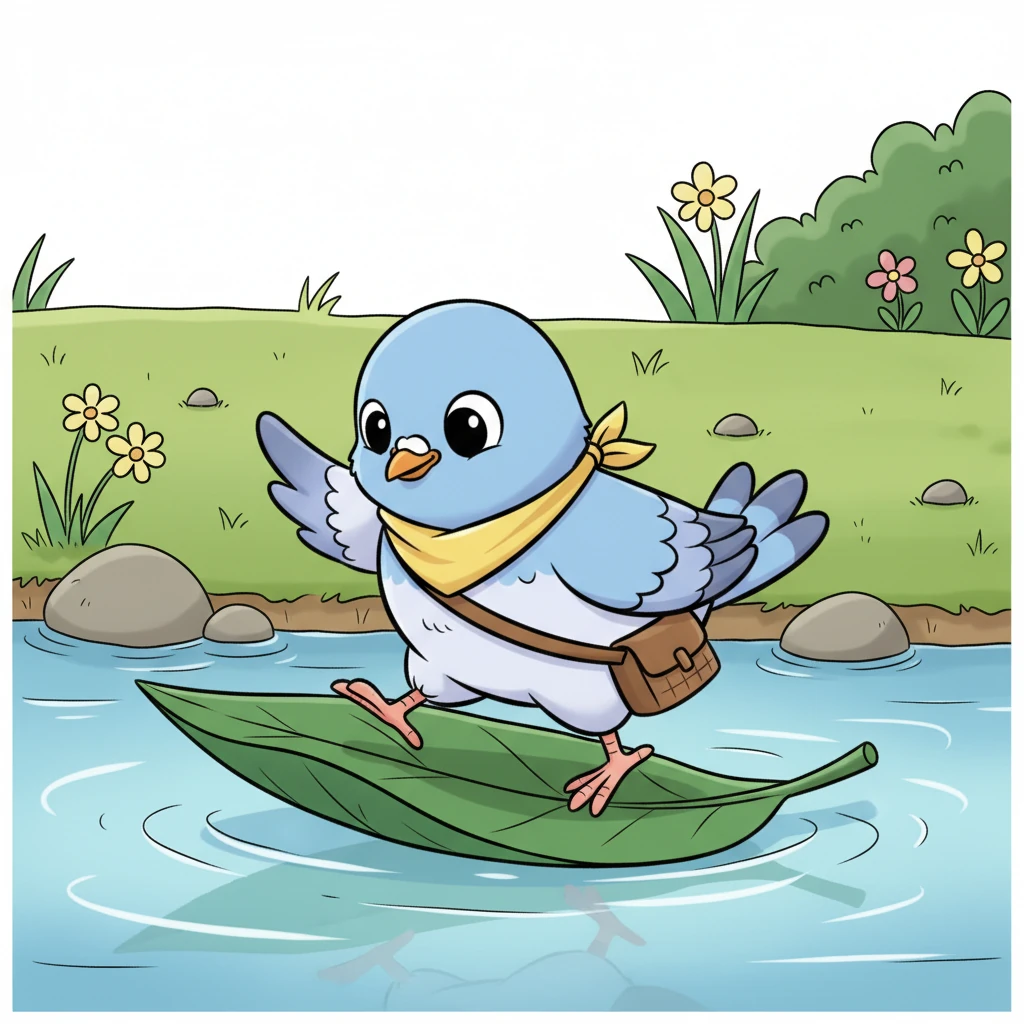 Antonia bravely climbed onto the floating leaf. It carried her safely to the riverbank.